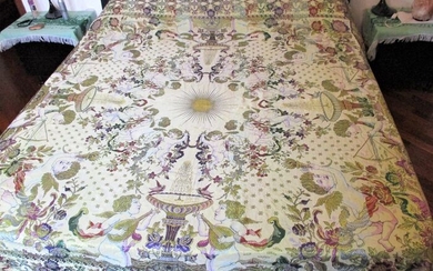 Italy 1900 Double bedspread Silk Damasco - 260 x 230 cm - Silk - Early 20th century