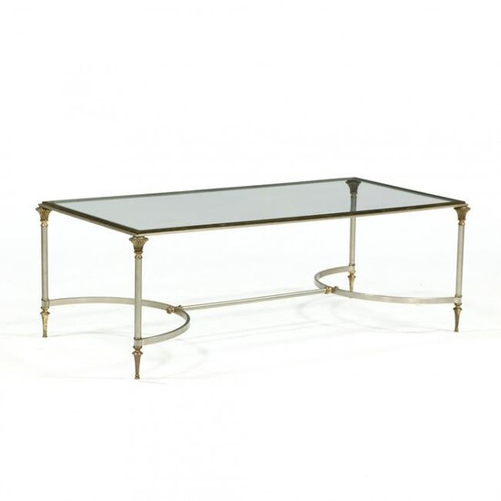 Jansen, Vintage Steel and Brass Coffee Table