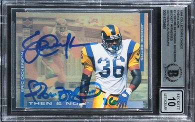 Jerome Bettis & Eric Dickerson Signed 1994 CC T&N #1 Card Auto 10! BAS Slabbed