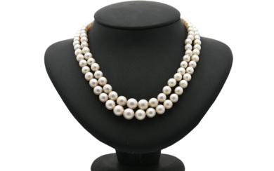 Jewellery Pearl necklace PEARL NECKLACE, 2 rows, cultured pearls appro...