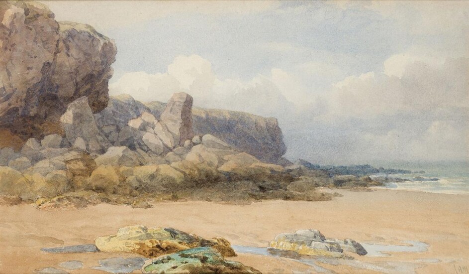 John Henry Mole, British 1814-1886- Northumberland coast; pencil and watercolour on paper, signed with the artist's initials 'JHM' (lower right), 21.8 x 37 cm. Provenance: With Abbott & Holder, London.