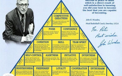 John Wooden Signed Autographed 8.5X11 Photo Pyramid of Success UCLA JSA