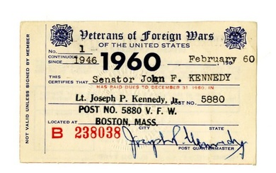 Joseph P. Kennedy Veterans of Foreign Wars card