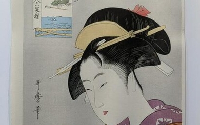 Kitagawa Utamaro Japanese Woodblock Print Okita