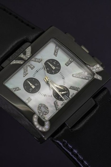 Korloff - Diamond 0.36 Carat Chronograph Square watch White Mother of Pearl Dial Swiss Made- "NO RESERVE PRICE" K24B/369 - Unisex - BRAND NEW