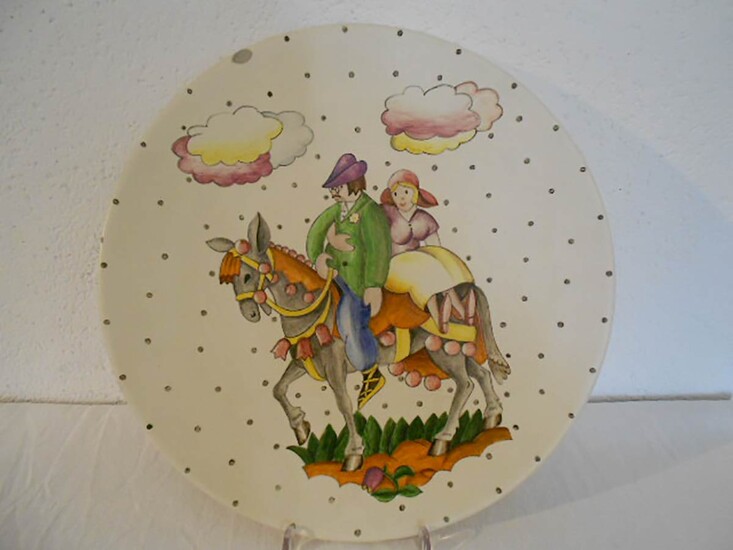 LENCI Plate with farmers decoration Ø 33 cm Stamp...