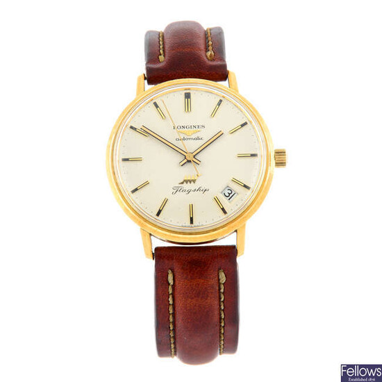 LONGINES - a yellow metal Flagship wrist watch, 35mm.