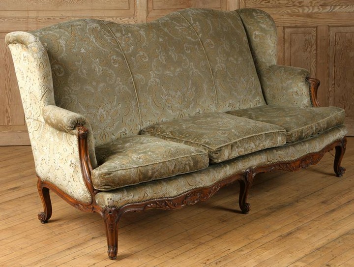 LOUIS XV STYLE CARVED SOFA DOWN CUSHIONS 1920