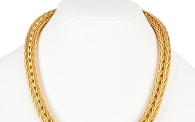 La Pepita Necklace 18K Matte Yellow Gold Wheat Weave