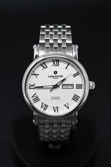 Lancaster Italy - Automatic Monarch Collection Day and Date White Dial Stainless Steel Bracelet - OLA0691MBSSBN- Men - Brand New