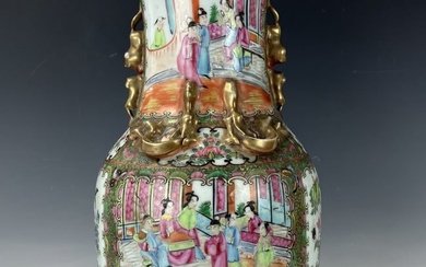 Large Antique Chinese Canton Rose Medallion Vase