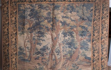 Large French verdure forest Jacquard weaving 19th. Aubusson