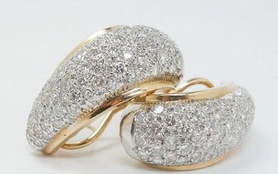 Large Vintage 14k Gold Pave Full Cut Diamond Earrings