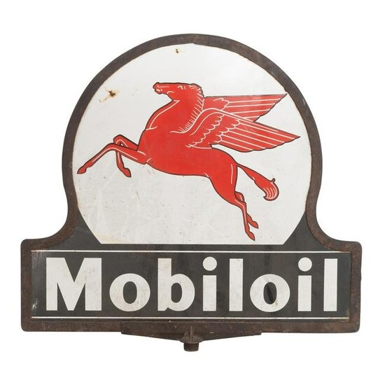 Large Vintage Enamel on Metal Mobiloil Sign.