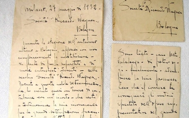 Letter of an Italian Musician to Societa Riccardo Wagner Bologna, 1932, In Italian