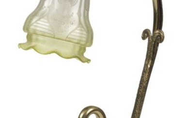 Lighting. Art Nouveau brass swan table lamp