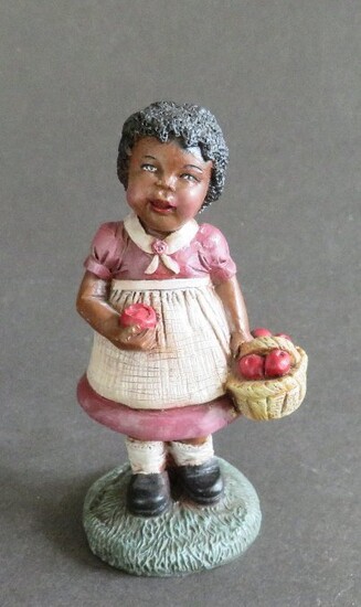 Little Girl with Apples, Vintage African American figurine 1992