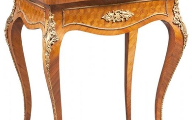 Louis XV Style Gilt-Metal Mounted Fruitwood Parquetry Inlaid Dressing Table