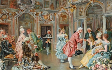 SOLD. Luigi Gasparini: “Ricevimento in PaLazzo Giovanelli”. Signed Luigi Gasparini. Oil on canvas. 70 × 94 cm. – Bruun Rasmussen Auctioneers of Fine Art