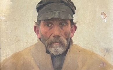 M.GUYON (XXe) Portrait d'un marin Huile sur toile signé en bas à droite (accidents, manques,...