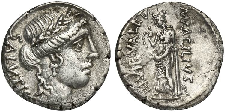 Man. Acilius Glabrio, Denarius, Rome, 49 BC. AR (g 3,79;...