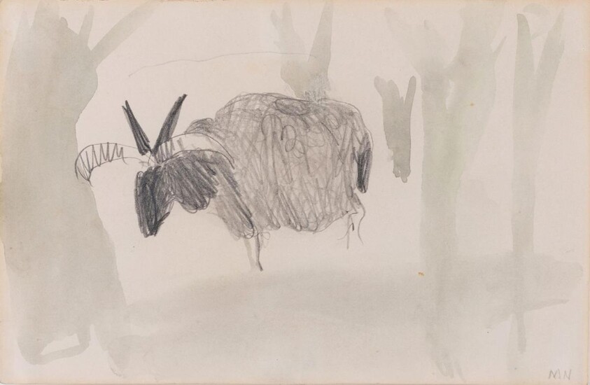 Mary Newcomb, British, 1922 - 2008 - Bagot Goat, 1995; gouache and pencil on paper, signed with initials lower right 'MN', 14.8 x 22.8 cm (ARR) Provenance: with Crane Kalman, London (according to the label attached to the reverse of the frame);...
