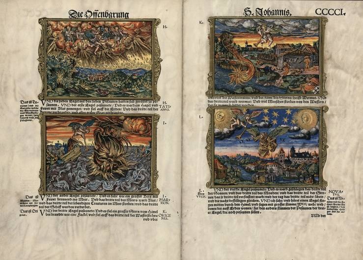 [Medieval manuscripts]. Zerbster Prunkbibel "Cranachbibel". Die Apocalypse. Leipsic, Edition Leipzig,...