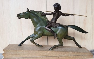 Mélo - Athena on her horse - Art Deco Sculpture