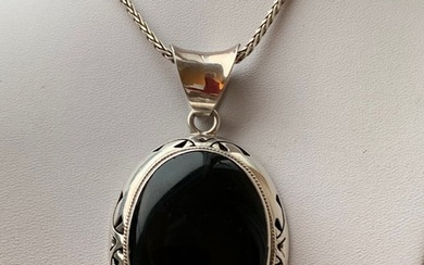 Mexico - 925 Silver - Necklace with pendant Onyx
