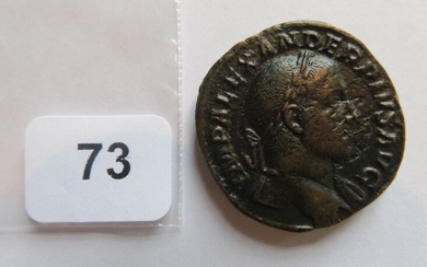 Monnaie Romaine - Alexandre Sévère (221 - 235) - Sesterce avec la Providence au revers (Rome, 234, cuivre, 22,69 g) TTB+ à SUP belle patine foncée