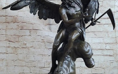 Moreau Inspired Mythological Angel Bronze Sculpture On Marble Base - 26" x 20"