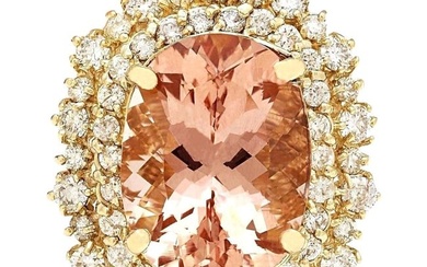 Morganite Diamond Ring 14K Yellow Gold