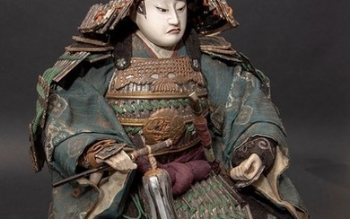 Musha Ningyo doll - Wood - Minamoto no Yoshitsune ( 源 義経)- Japan - ca. 1850