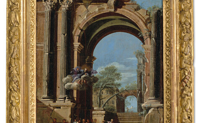 NICCOLO CODAZZI (NAPLES 1642-1693 GENES) ET VICENTE GINER (ACTIF A ROME, VERS 1636-1681), Saint Pierre baptisant le Centurion devant l'Arc de Titus