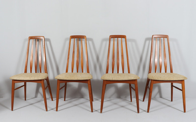 NIELS KOEFOED. Set of 4 teak chairs by Niels Koefoed for Hornslet, model: Eva, Denmark, 1960s.