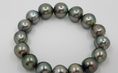 NO RESERVE - LARGE SIZE - 11x14mm Dove-Grey Peacock Tahitian pearls - Bracelet