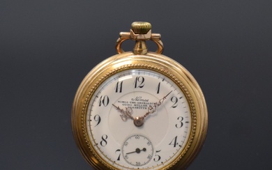 NOMOS montre de poche ouverte dorée, Allemagne vers 1910, boîtier dell. doré, cadran guill. couvercle...
