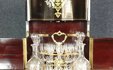 Napoleon III liquor cellar - Blackened wood and brass marquetry - Mid 19th century