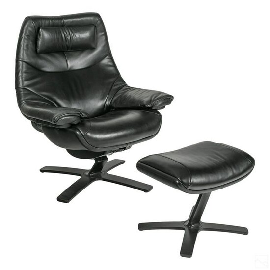 Natuzzi Re-Vive Leather Lounge Chair with Ottoman
