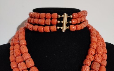 Necklace - 18 kt. Yellow gold Blood Coral