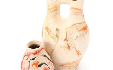 Nemadji Pottery Wedding Vase and Bud Vase