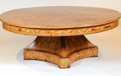 Neoclassical Inlaid Round Low Table