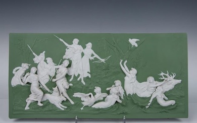 Neoclassical Sage Green Wall Plaque, Battle In The Forest