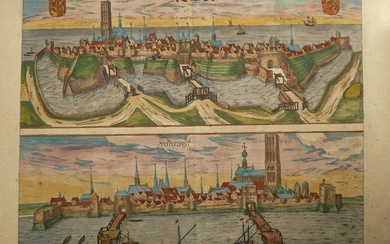 Netherlands, Town plan - Harderwijk; G. Braun / F. Hogenberg - Herderwyck - ca. 1596