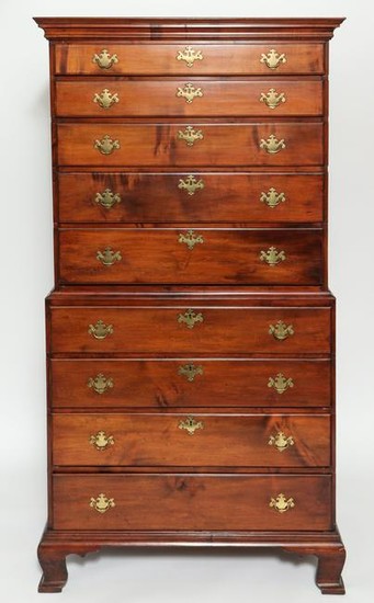 New England Chippendale Chest on Chest c 1760-1790