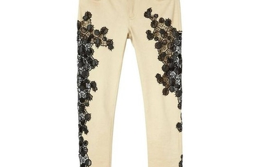 New VERSACE Contrast Lace Panel Jeans