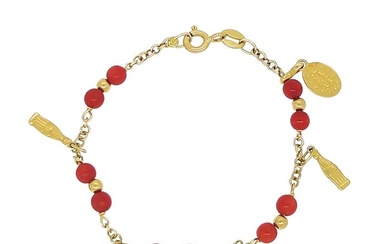 No Reserve Price - Bracelet - 18 kt. Yellow gold Coral