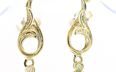 No Reserve Price - Earrings - 18 kt. Yellow gold - 0.90 tw. Emerald - Diamond
