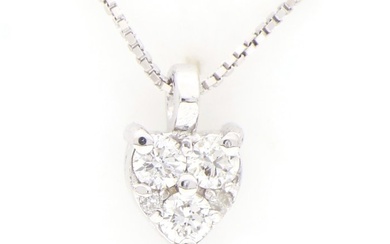 " No Reserve Price " New - 18 kt. White gold - Necklace with pendant - 0.14 ct Diamond