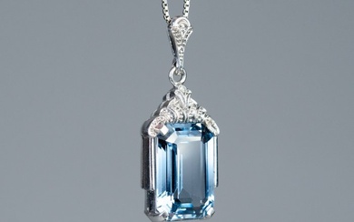 No Reserve Price - blue Spinel - Necklace with pendant - 835 silver